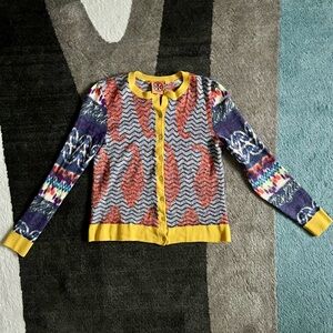 Tory Burch Colorful Multi-pattern Wool Cardigan size S